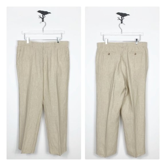 Michael Kors 100% Linen Stripe Pants 36x30 - Picture 1 of 9